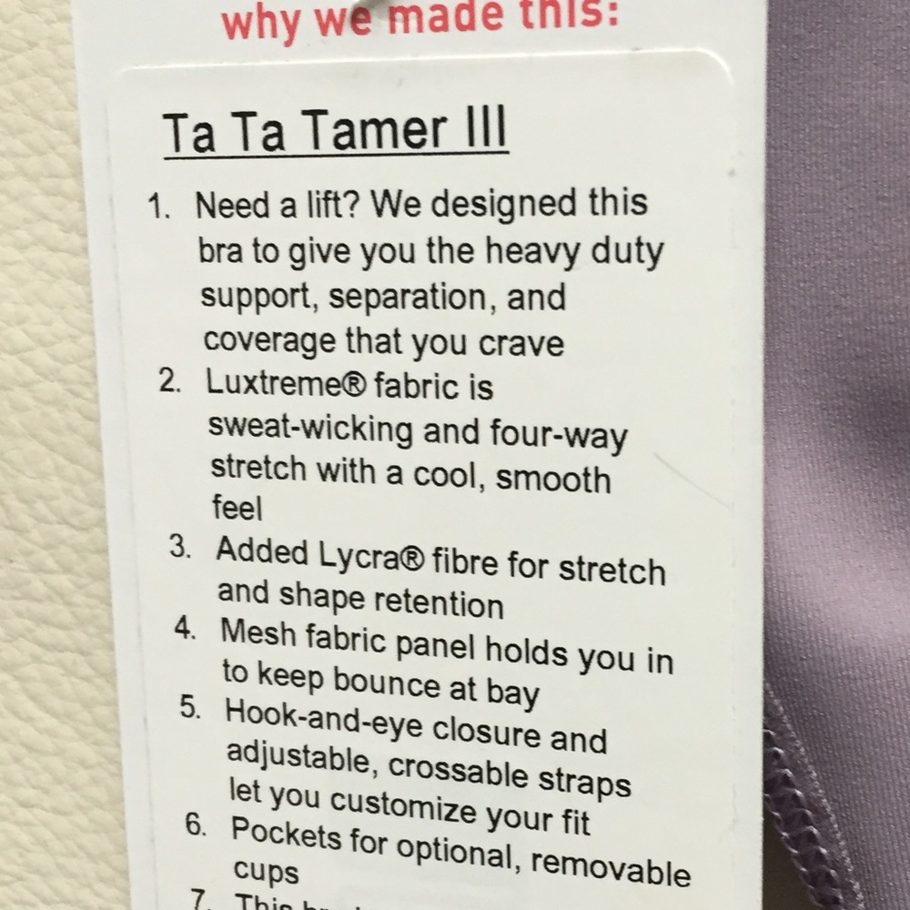 NWT DUSTY DAWN LULULEMON TA TA TAMER III 38DD 32E - Picture 6 of 8